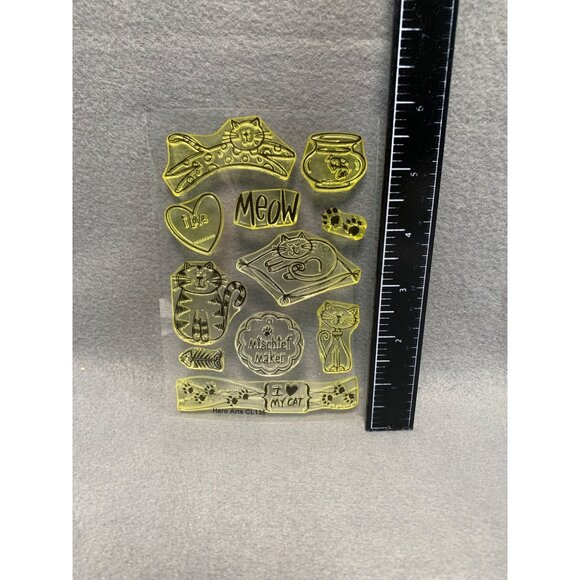 Hero Arts CL135 Cat-Themed Clear Stamps - Mischief Maker Meow Fishbowl & Paw Pri - Picture 4 of 5